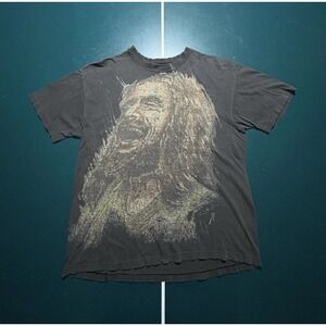 Vintage Jesus Christ AOP Single Stitch T Shirt Large Distressed Faded 90s Rare